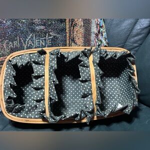 Basket with attached green fabric